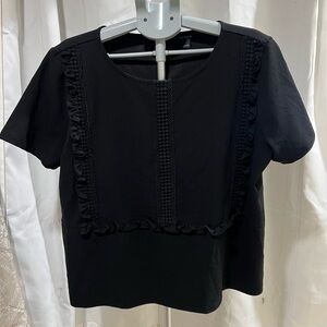 Ann Taylor Black Ruffle Blouse